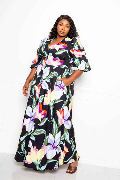 Plus Size Puff Sleeve Button Front Dress – Stylish & Comfortable – men’s fashion, stylish and versatile
