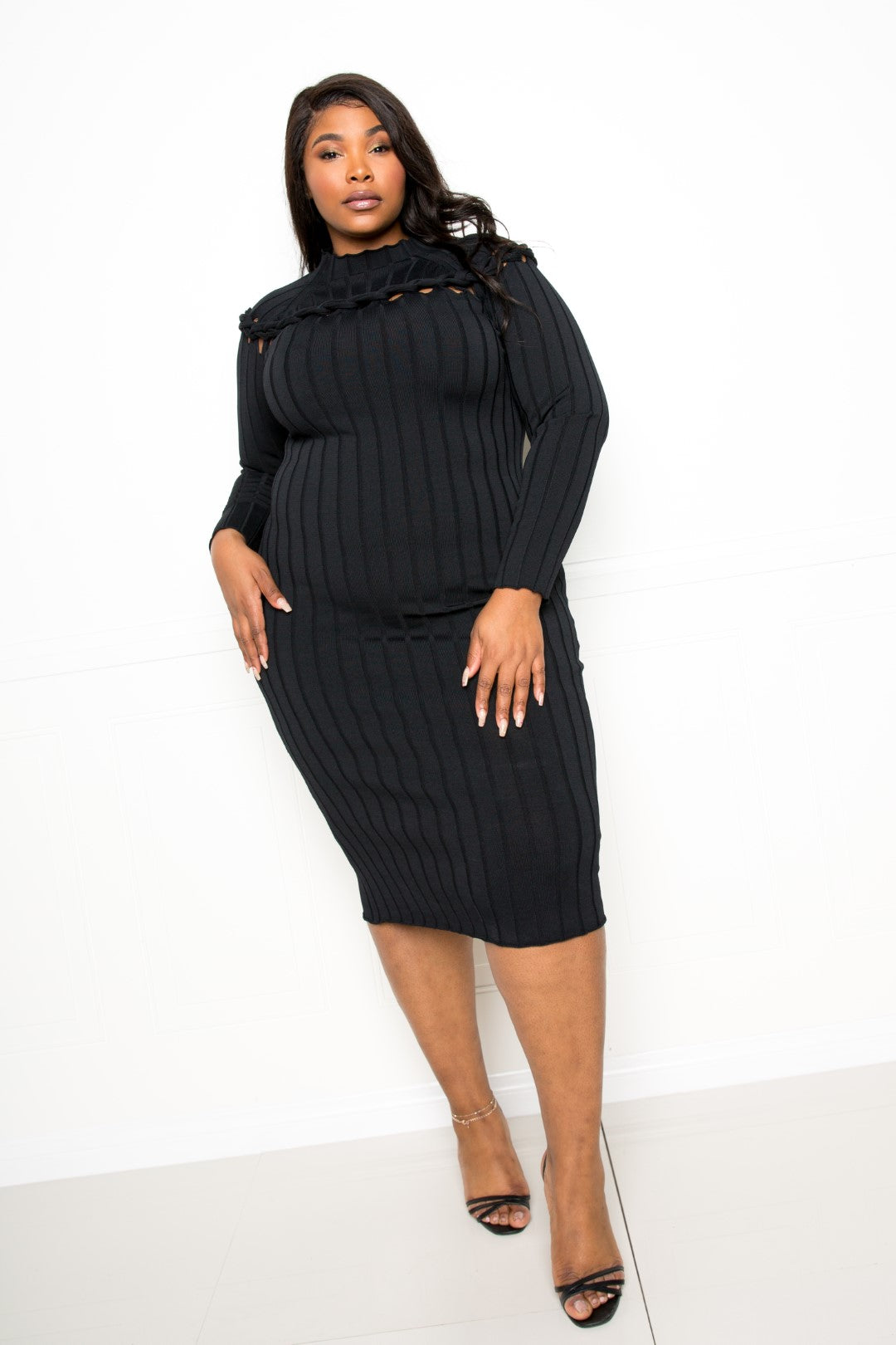 Plus Size Bodycon Sweater Dress With Knot Detail – Stylish & Comfortable – men’s fashion, stylish and versatile