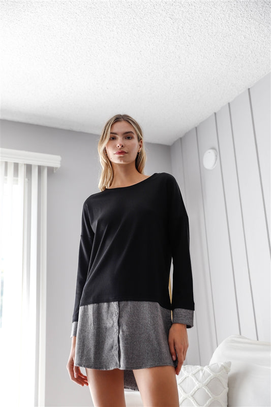 Sale - Knit Combo Long Sleeve Sweater Dress – On Sale Now