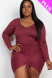 Plus Size Drawstring Ruched Front