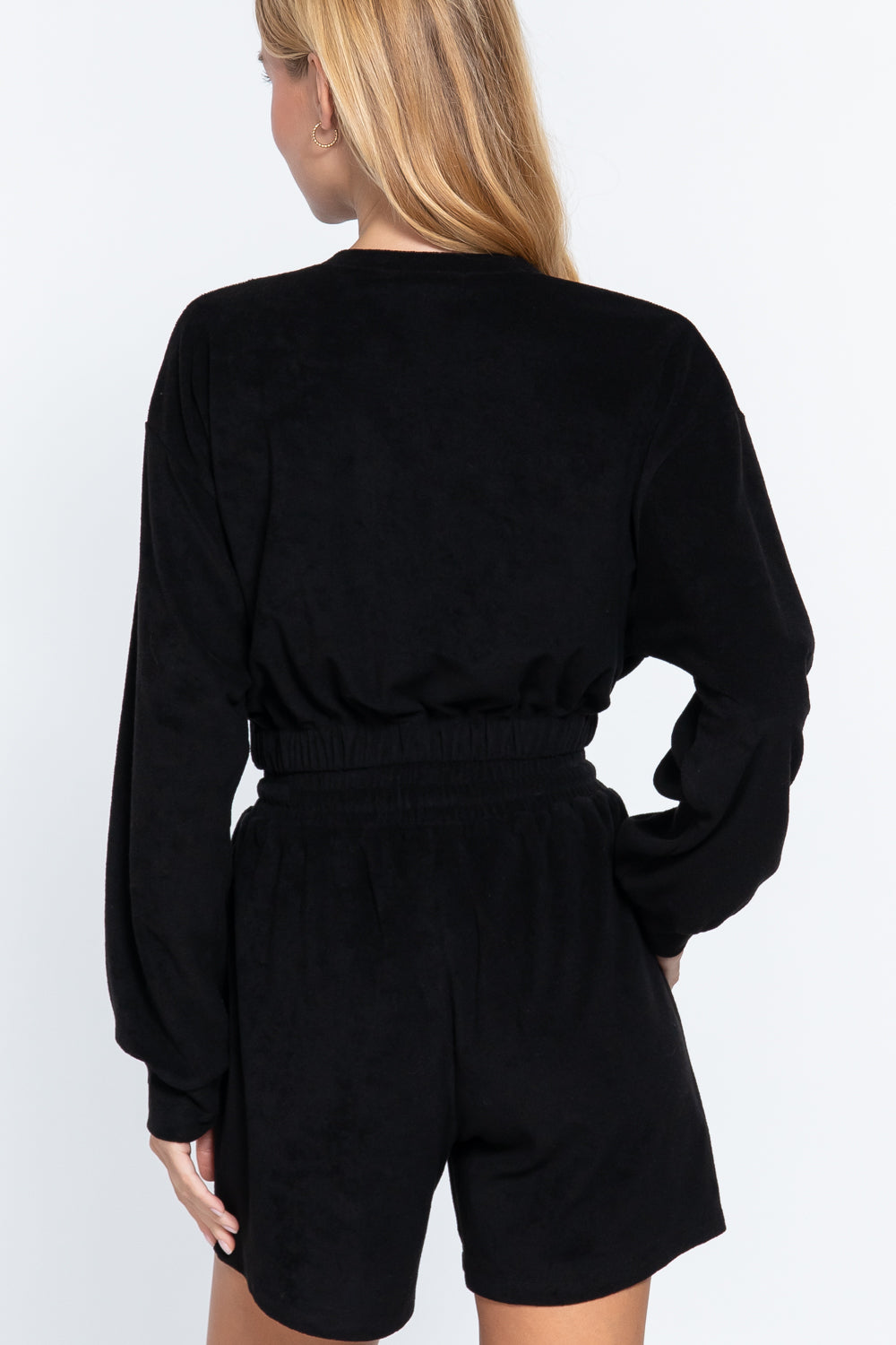 Elasticized Hem Terry Towelling Top-Product Type | Naughty Smile Fashion
