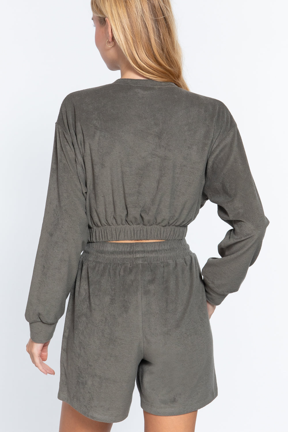 Elasticized Hem Terry Towelling Top-Product Type | Naughty Smile Fashion