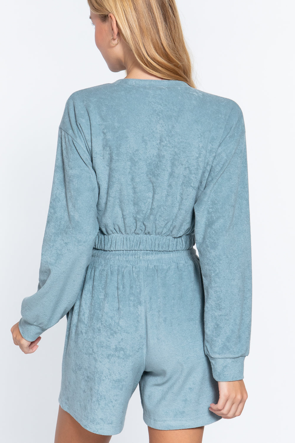 Elasticized Hem Terry Towelling Top-Product Type | Naughty Smile Fashion