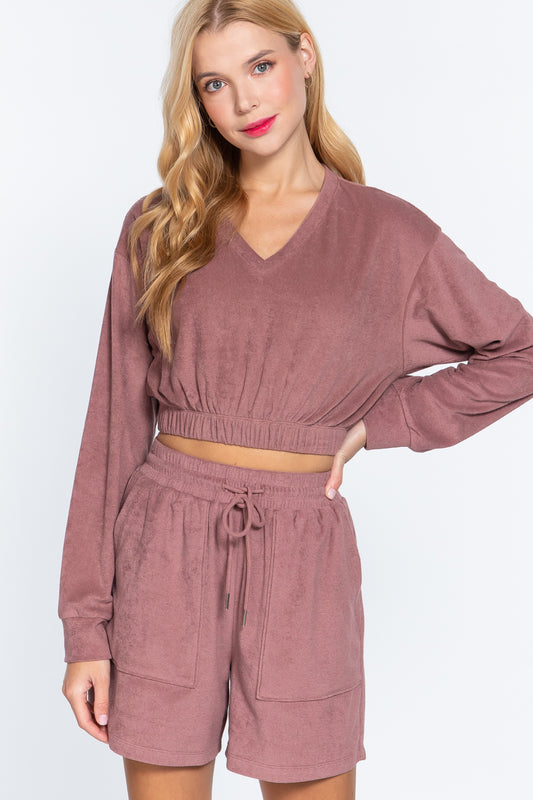 Sale - Elasticized Hem Terry Towelling Top – On Sale Now