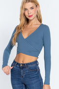 Surplice W/tie Rib Knit Top-Product Type | Naughty Smile Fashion