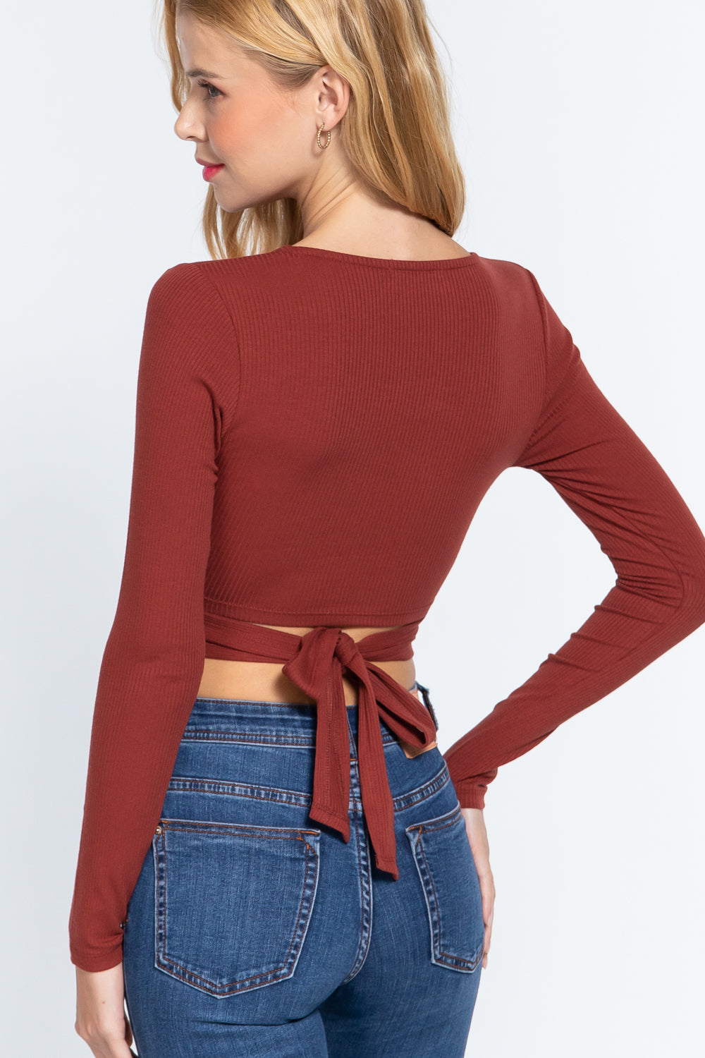 Surplice W/tie Rib Knit Top-Product Type | Naughty Smile Fashion