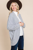 Two Tone Open Front Warm And Cozy Circle Cardigan With Side Pockets