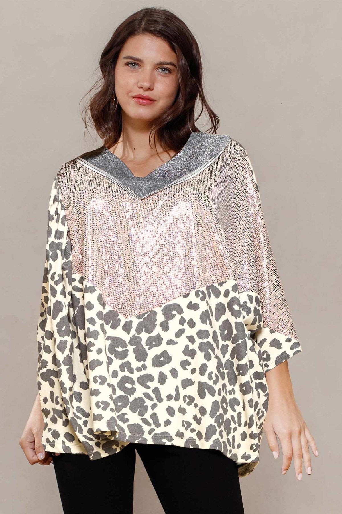 Multi Print Oversized V-neckline-Product Type | Naughty Smile Fashion