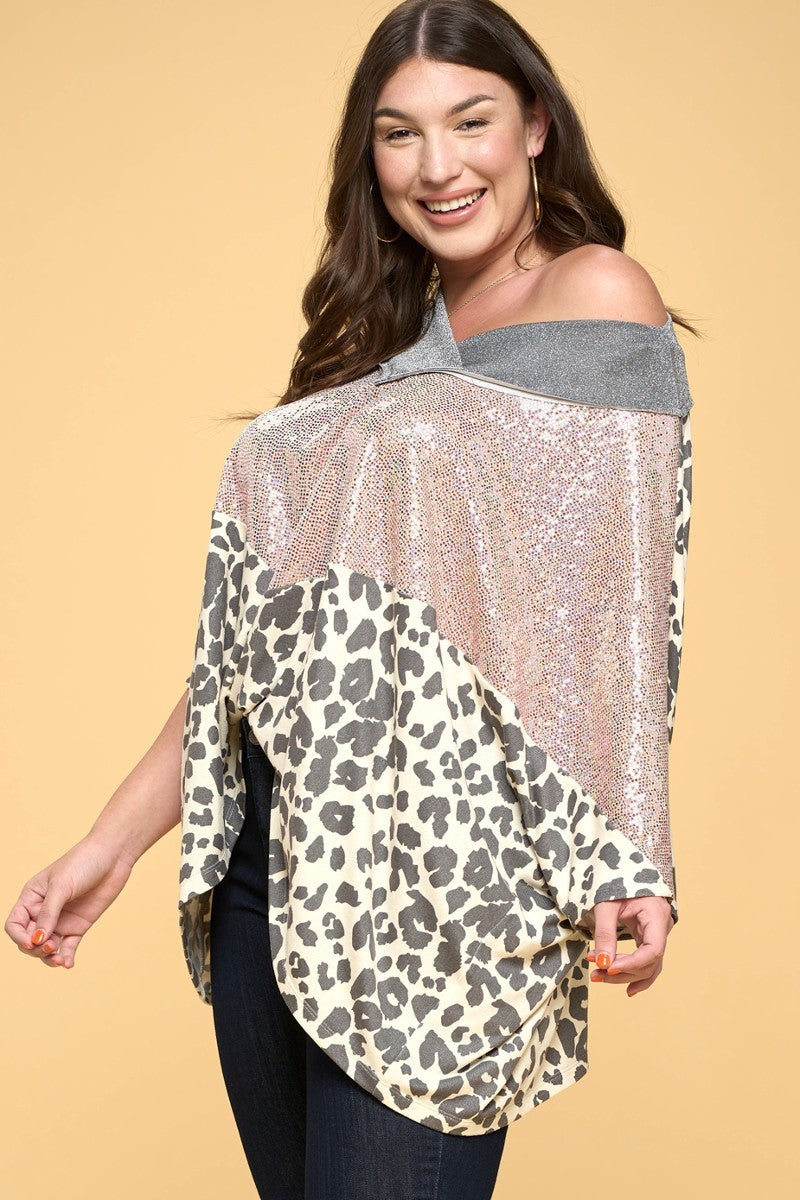 Multi Print Oversized V-neckline-Product Type | Naughty Smile Fashion