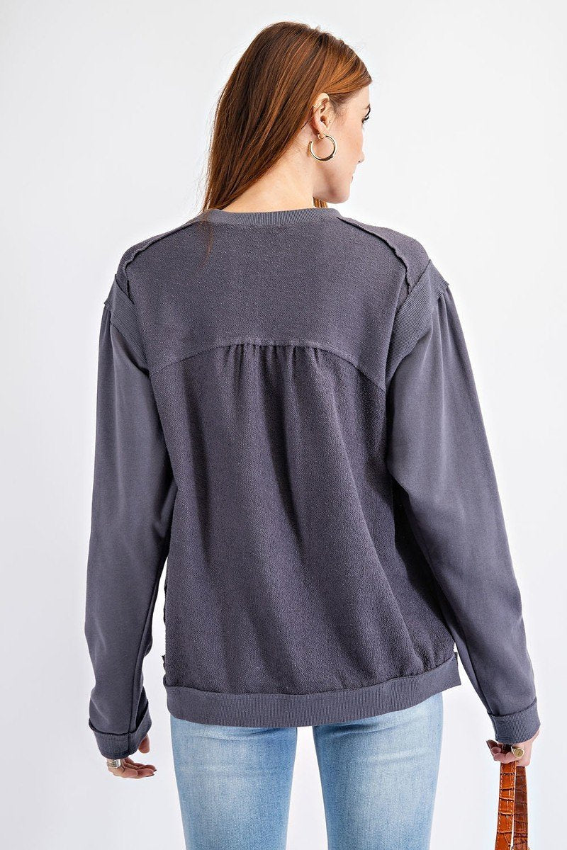 Terry Knit Loose Fit Pullover-Product Type | Naughty Smile Fashion