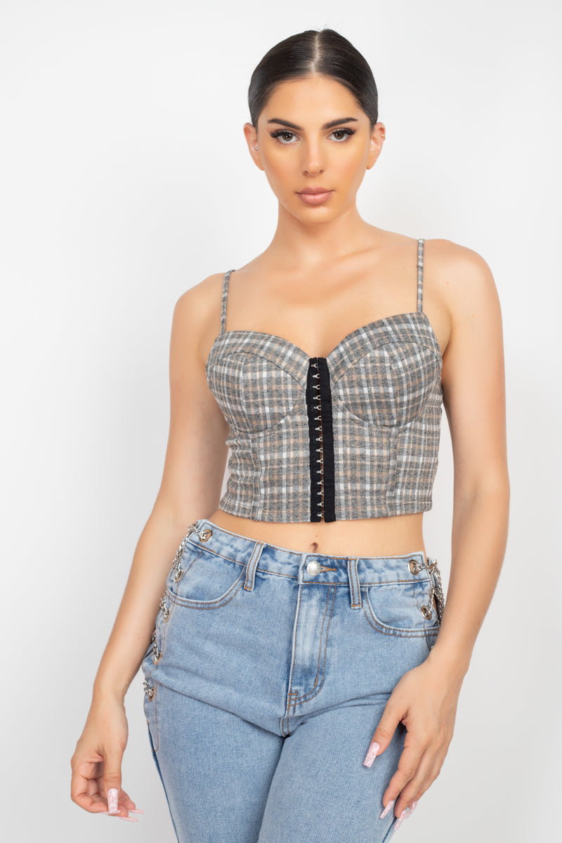 Plaid Hook & Eye Sweetheart Crop Top-Product Type | Naughty Smile Fashion