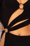 Ribbed Long Strap Wrap Tie Crop Top