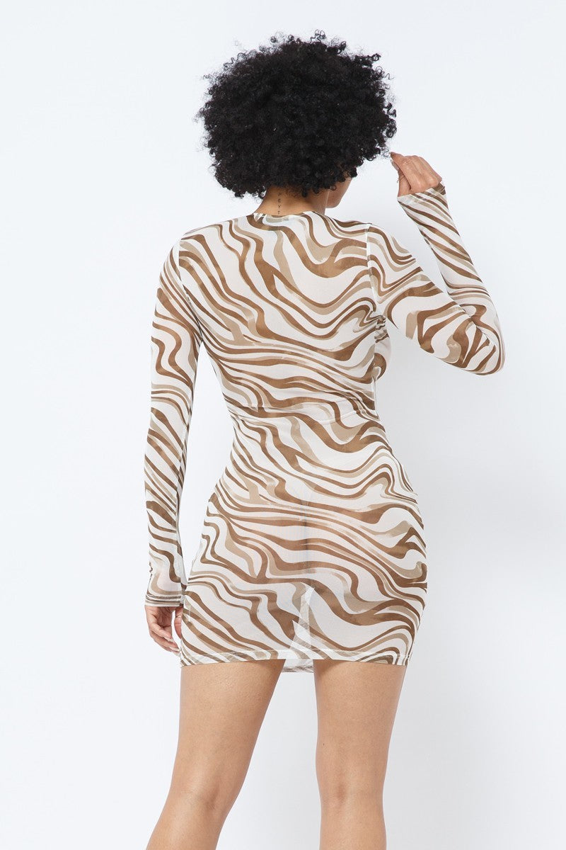 Printed Mesh Dress-Product Type | Naughty Smile Fashion