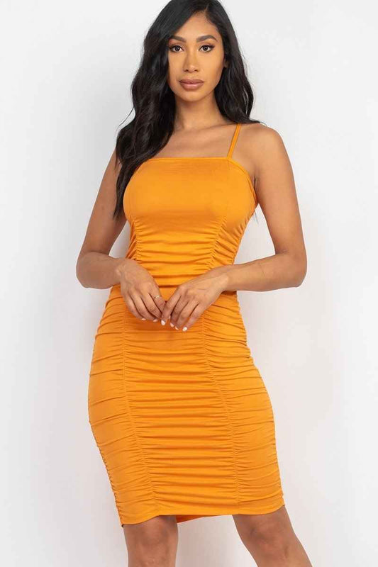 Sale - Double Ruched Front And Ruched Back Detail Mini Dress – On Sale Now
