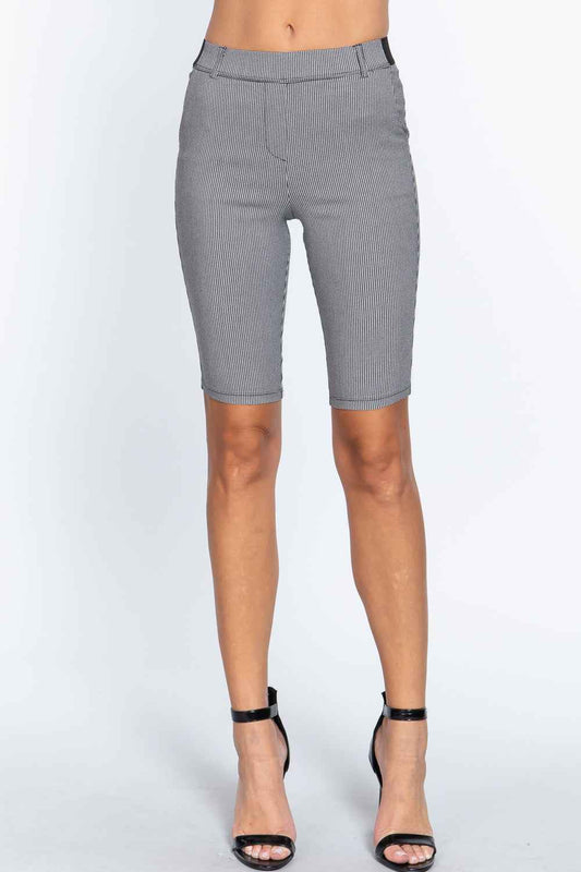 Jacquard Bengaline Bermuda Pants – black, fashion, women style