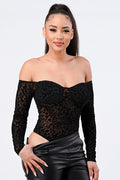 Leopard Print Off Shoulder Bodysuit-Product Type | Naughty Smile Fashion