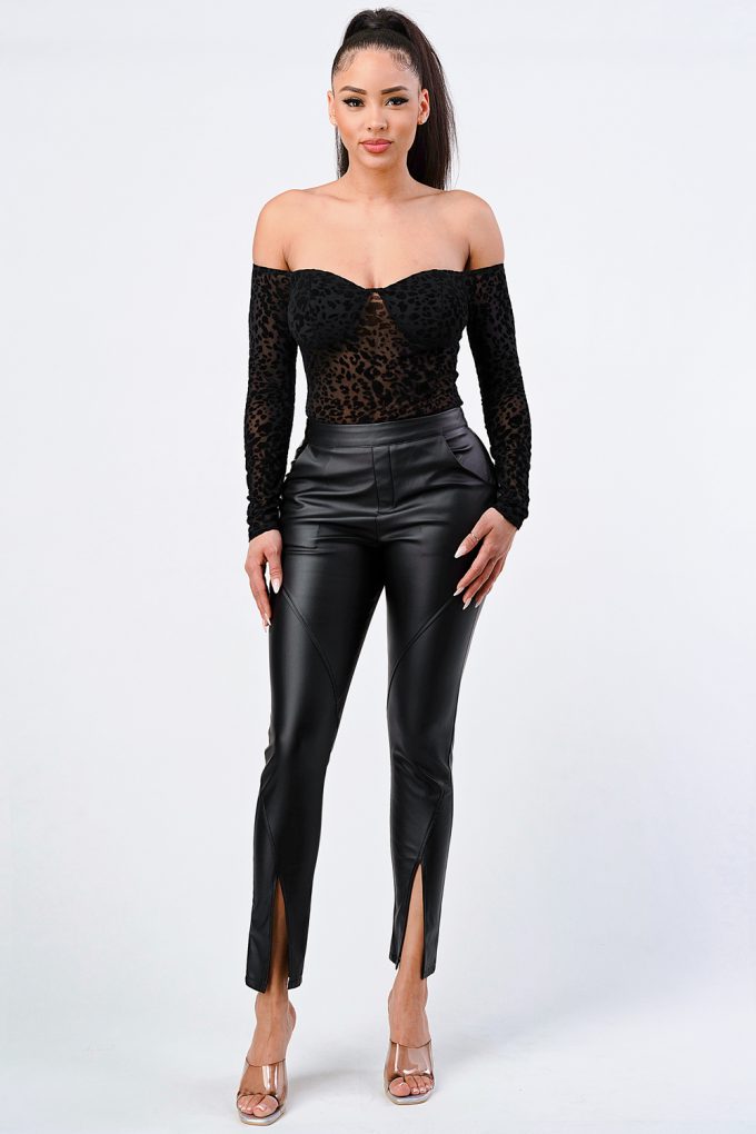 Leopard Print Off Shoulder Bodysuit-Product Type | Naughty Smile Fashion