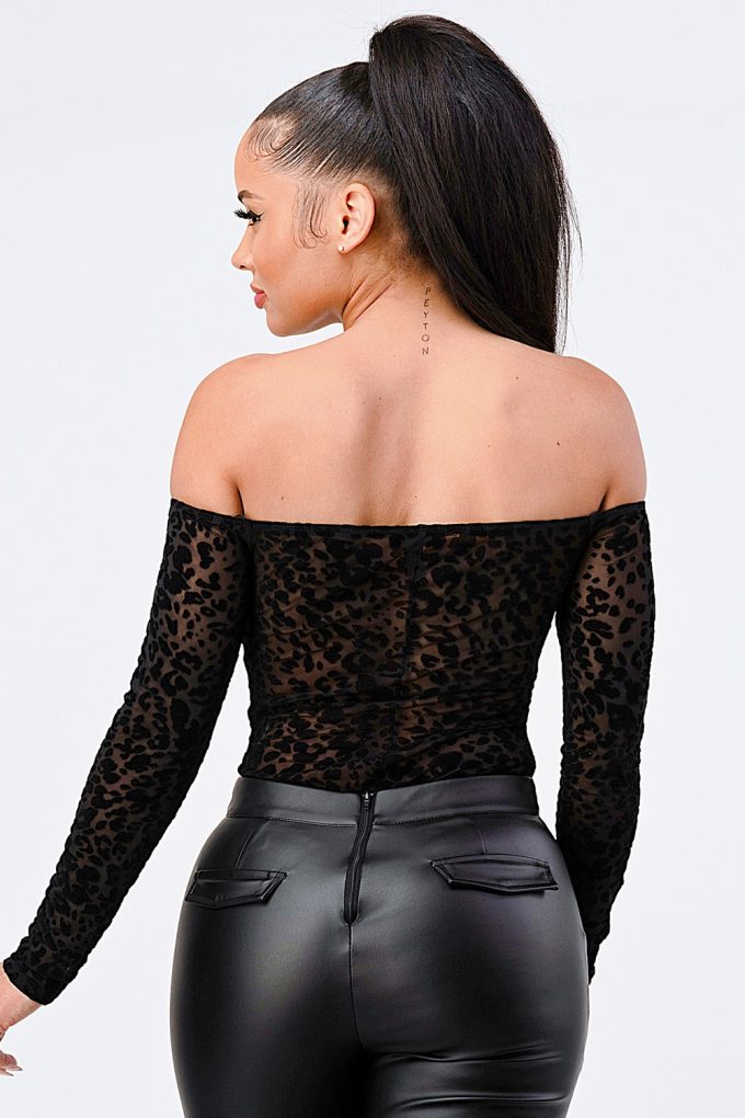 Leopard Print Off Shoulder Bodysuit-Product Type | Naughty Smile Fashion
