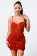 Luxe Glitter Front Mesh Ribbed Cami Mini Dress-Product Type | Naughty Smile Fashion
