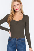 Shirring Sweatheart Neck Sweater-Product Type | Naughty Smile Fashion