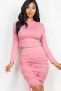 Ruched Side Crop Top & Drawstring Skirt Set-Product Type | Naughty Smile Fashion