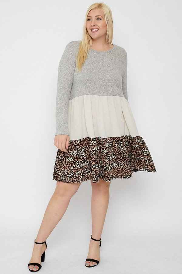 Plus Size Tiered Color Block Dress – Stylish & Comfortable – men’s fashion, stylish and versatile