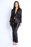 Sequin Button Down Shirt And Pant Set-Product Type | Naughty Smile Fashion