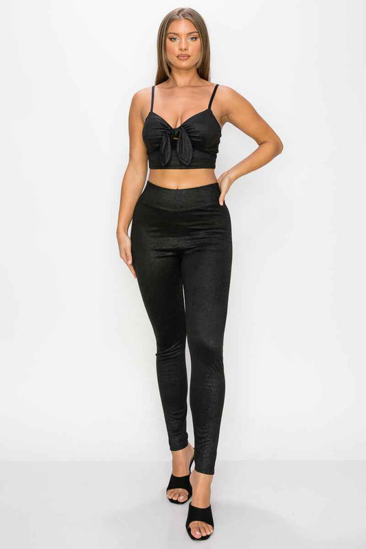 Sale - Embossed Snake Print Top And Leggings Set – On Sale Now