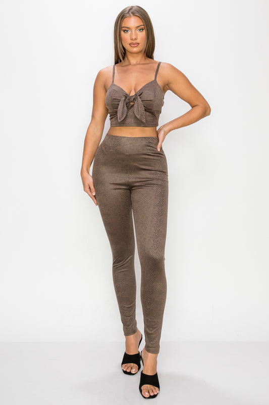 Sale - Embossed Snake Print Top And Leggings Set – On Sale Now