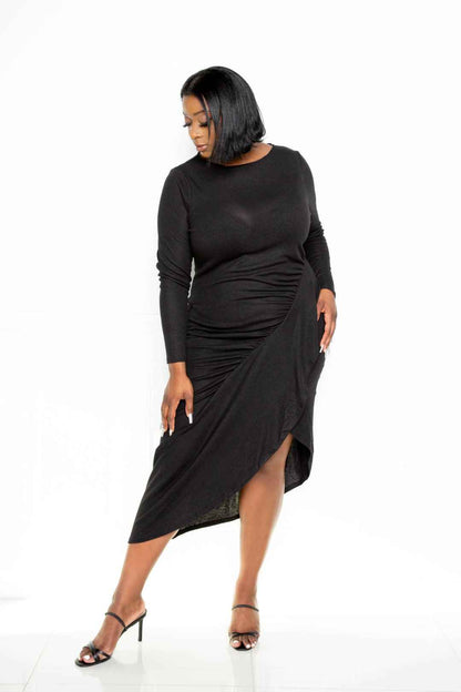 Plus Size Asymmetrical Sweater Dress With Waterfall Ruffle – Stylish & Comfortable – men’s fashion, stylish and versatile