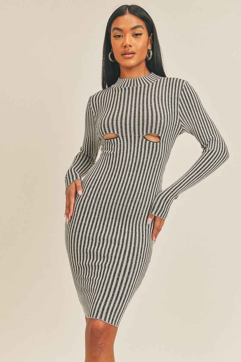 Sale - Long Sleeve Stripe Print Midi Dress – On Sale Now