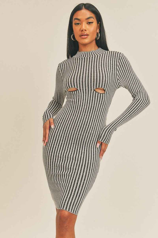 Sale - Long Sleeve Stripe Print Midi Dress – On Sale Now