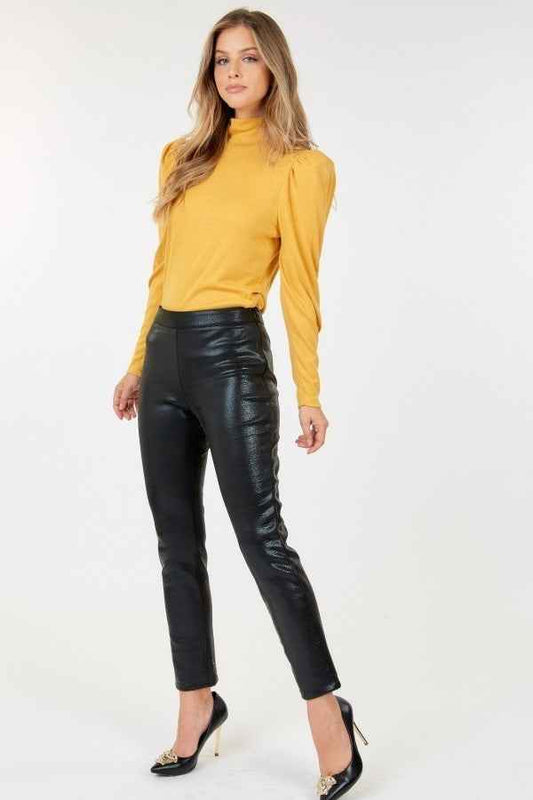Animal Skin Vinyl Ankle Pants – black, fashion, women style