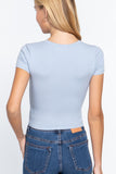 Short Sleeve V-neck Crop Top