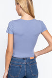 Short Sleeve V-neck Crop Top