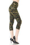 Multi-color Print, Cropped Capri Leggings In A Fitted Style With A Banded High