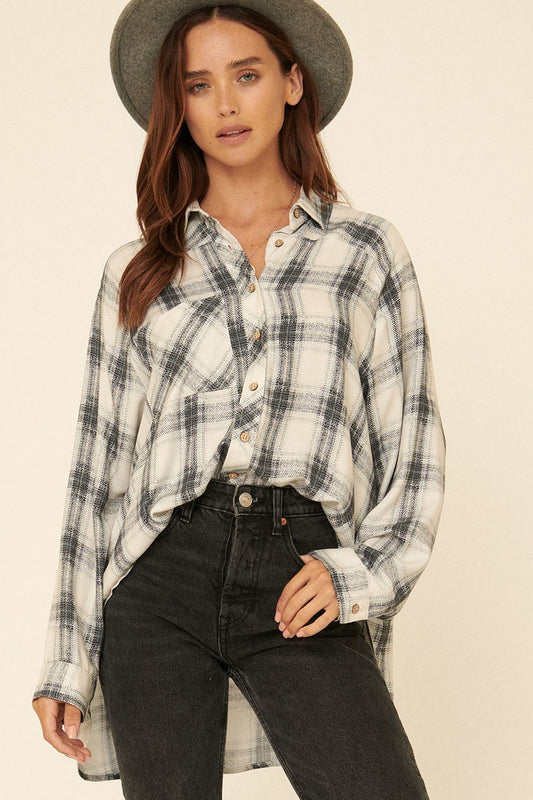 Sale - Oversized Loose Fit Plaid Shirt – On Sale Now