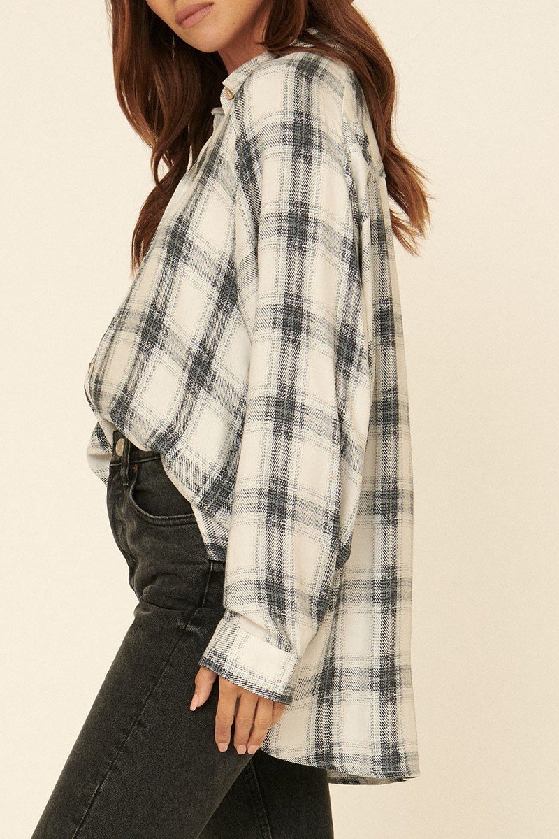Oversized Loose Fit Plaid Shirt-Product Type | Naughty Smile Fashion