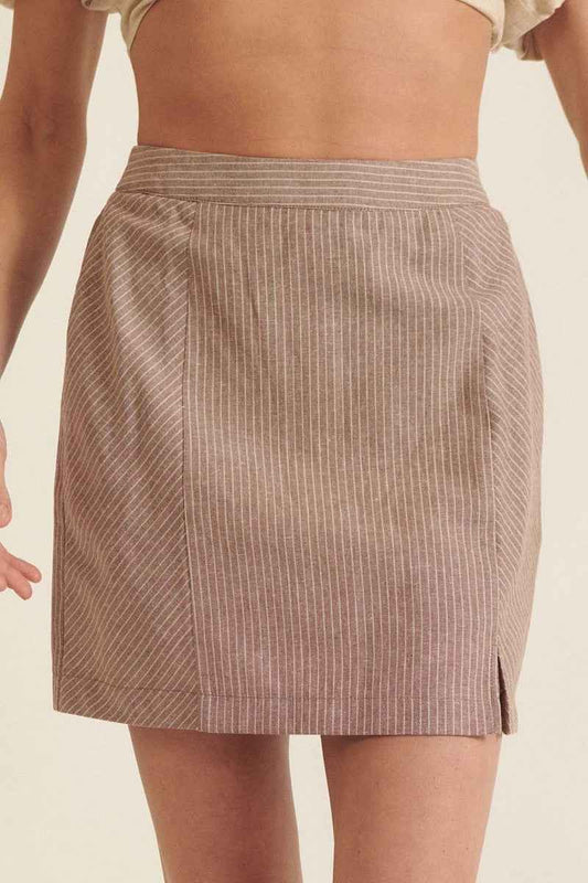 Sale - Banded Front Waist Pinstripe Mini Skirt – On Sale Now