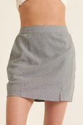 Banded Front Waist Pinstripe Mini Skirt-Product Type | Naughty Smile Fashion
