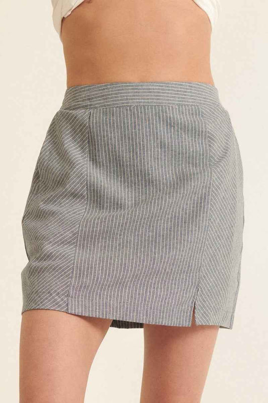 Sale - Banded Front Waist Pinstripe Mini Skirt – On Sale Now