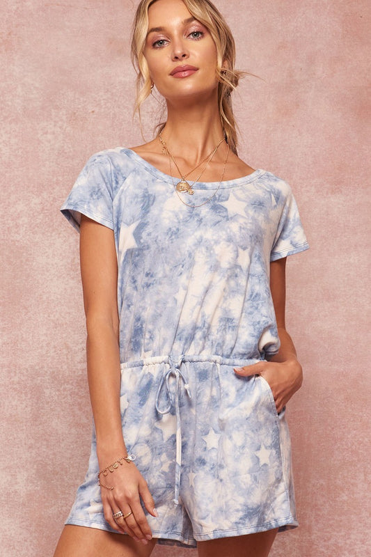 Sale - A Star-pattern Tie-dye Knit Romper – On Sale Now