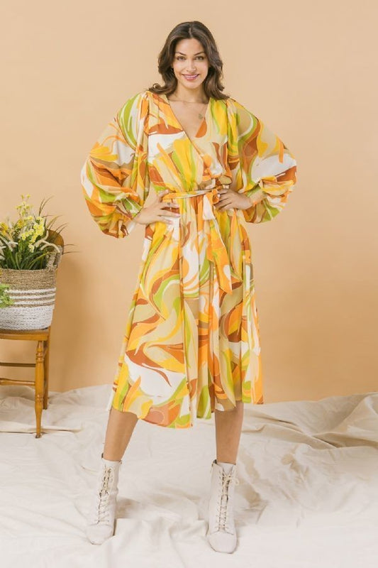 Sale - A Printed Woven Midi Dress – On Sale Now