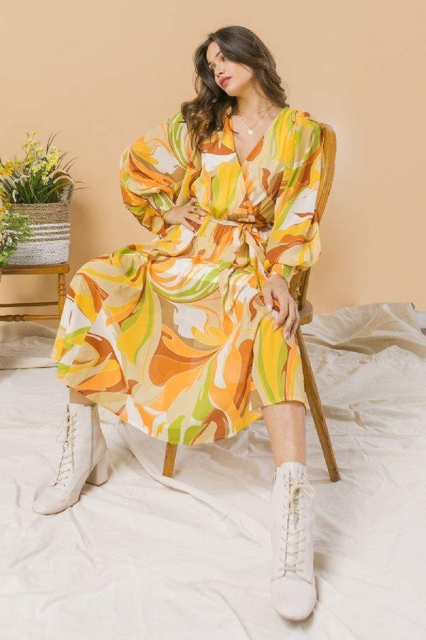 A Printed Woven Midi Dress-Product Type | Naughty Smile Fashion