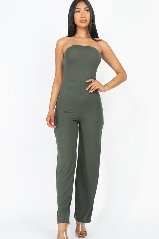 Solid Strapless Jumpsuit