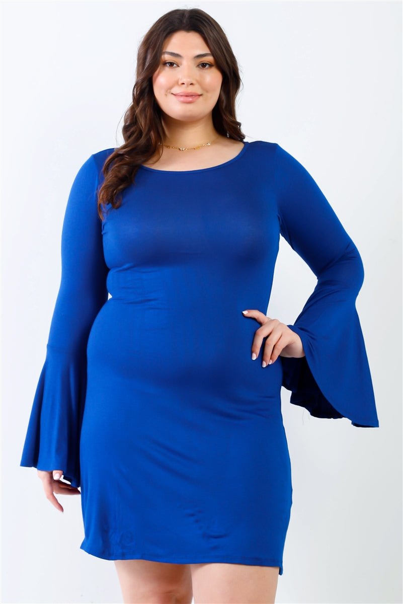 Plus Size Plus Bell Long Sleeve Mini Dress – Stylish & Comfortable – men’s fashion, stylish and versatile