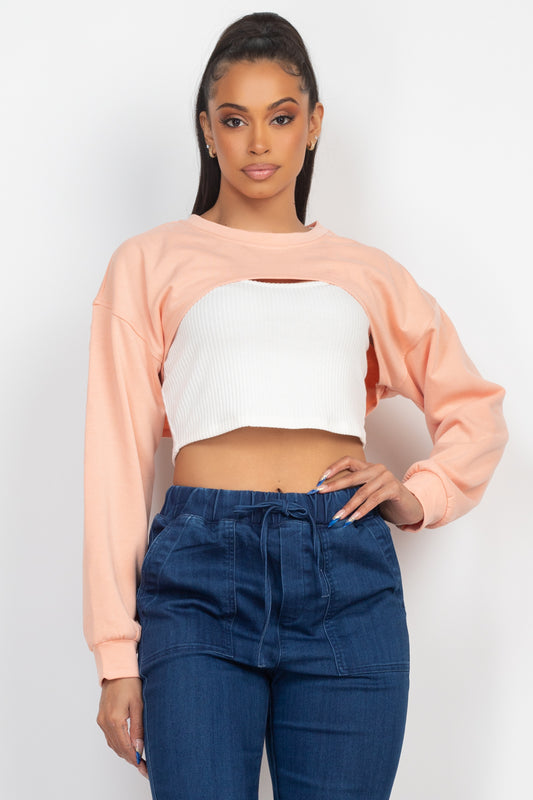 Sale - Ribbed Sleeveless Top With Shrug Sweater – On Sale Now