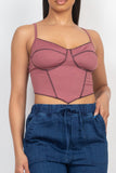 Top sin mangas con escote tipo bustier y canalé