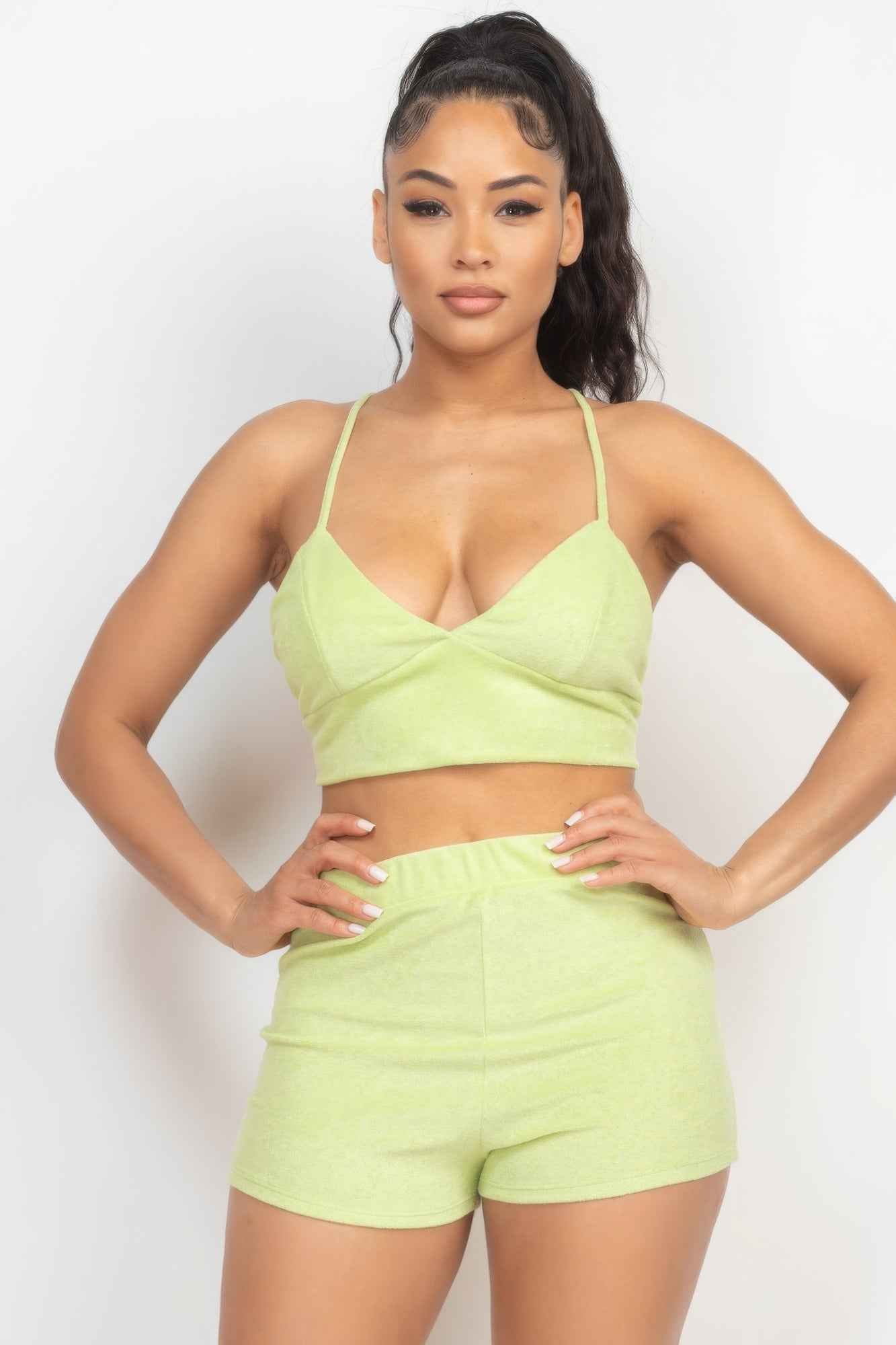 Sale - Terry Towel Bralette Top & Mini Shorts Set – On Sale Now