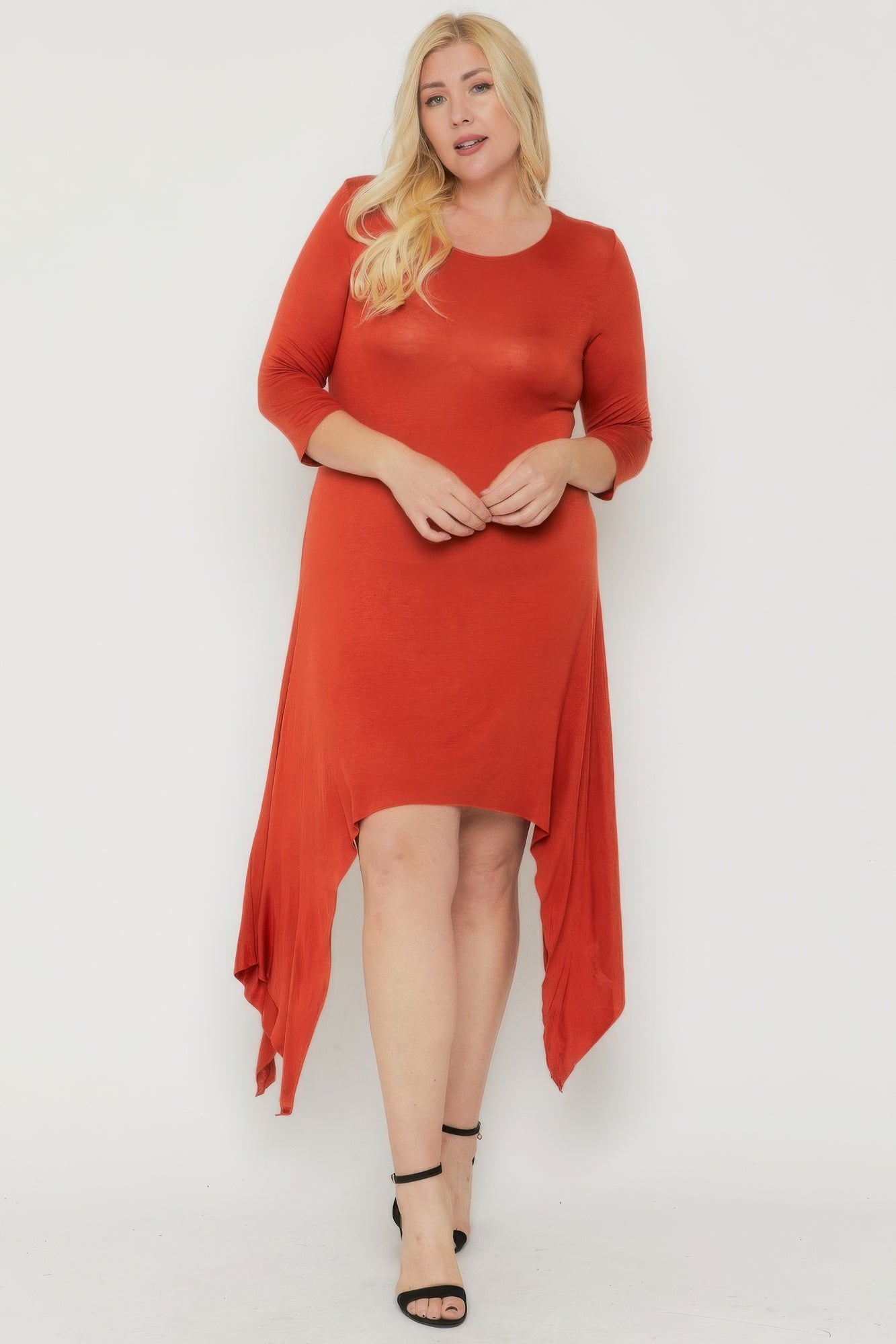 Plus Size Asymmetrical Raw Edge Hem Solid Dress – Stylish & Comfortable – men’s fashion, stylish and versatile